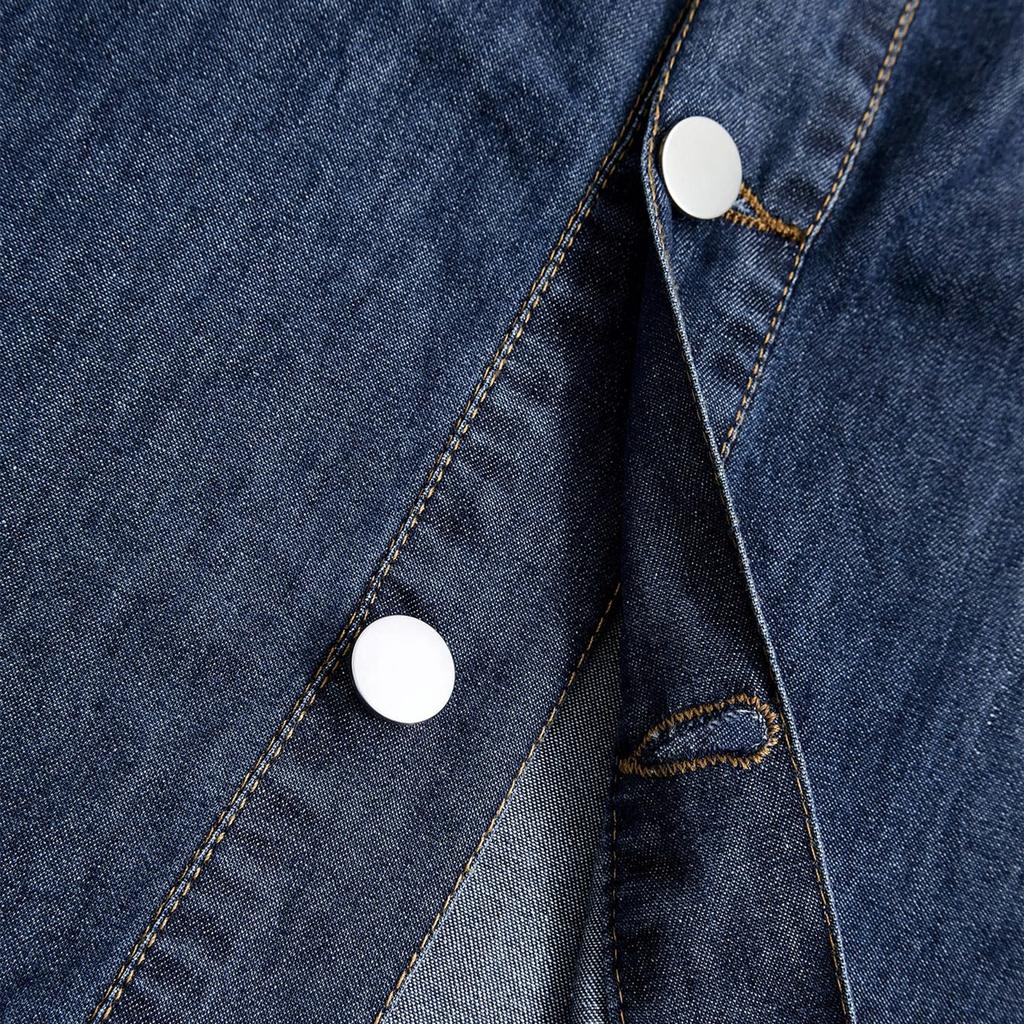 Robe décontractée en jean à manches courtes et boutonnage simple pour femme