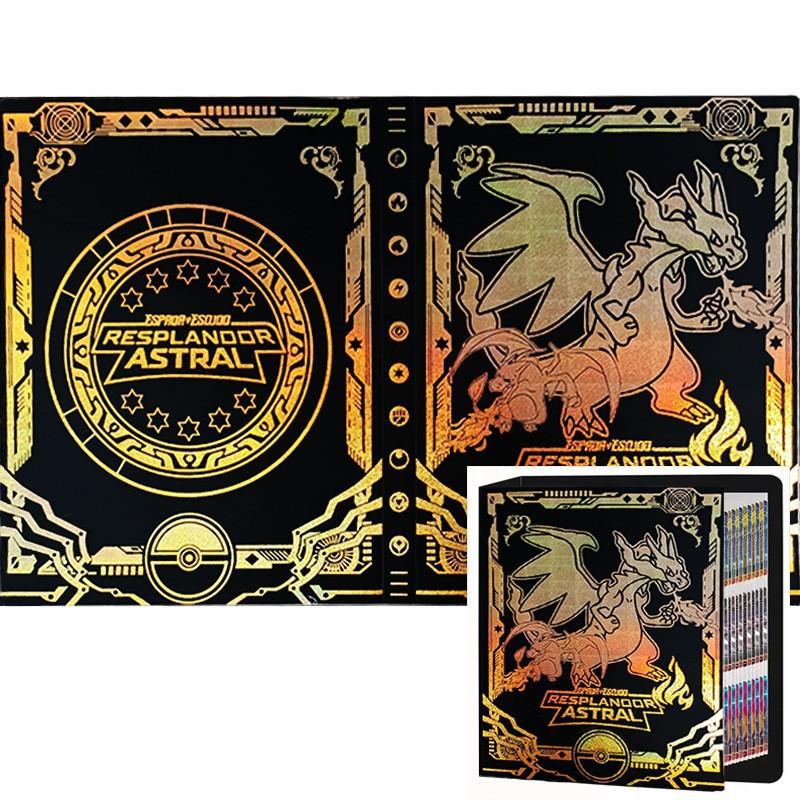Premium 540-Card Trading Card Album for Pokemon & TCG Collectors, Gold Foil Cover Card Binder, Anime Card Holder Case