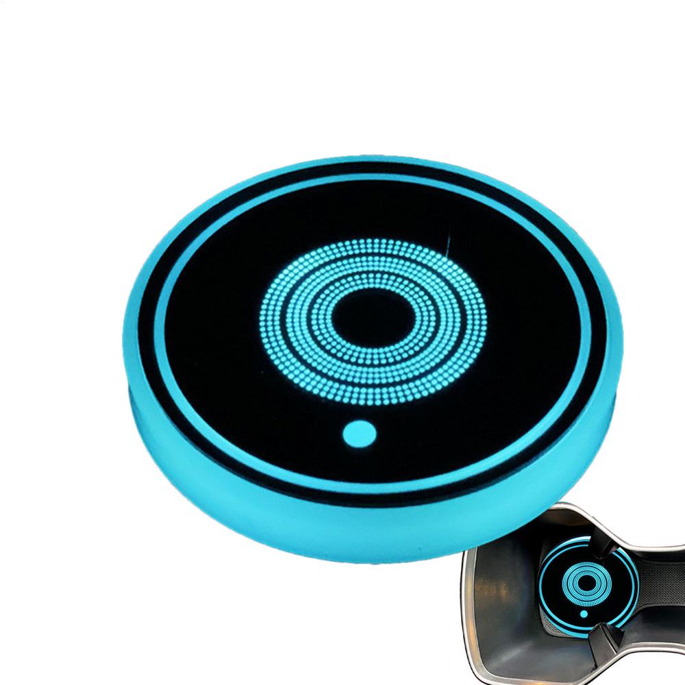 Car Cup Holder Mat USB Car Cup Coaster with LED Light Intelligent Sensor Vehicle Cup Holder Insert Coaster with Colors Changing
