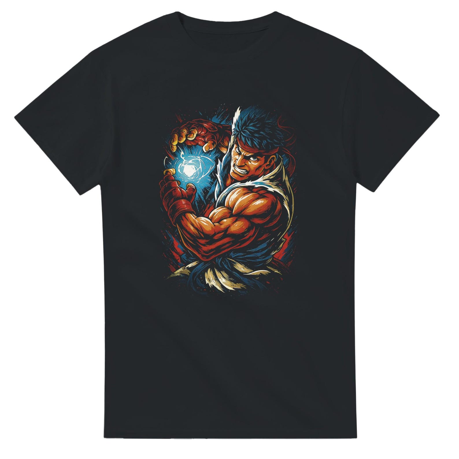 Street Fighter Ryu Halftone Heavyweight Unisex Crewneck T shirt | Gildan® 5000 4XL