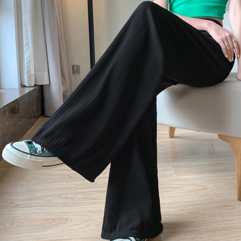 Damenhose mit weitem Bein, lockere, gerade geschnittene Freizeithose, dünne Hose