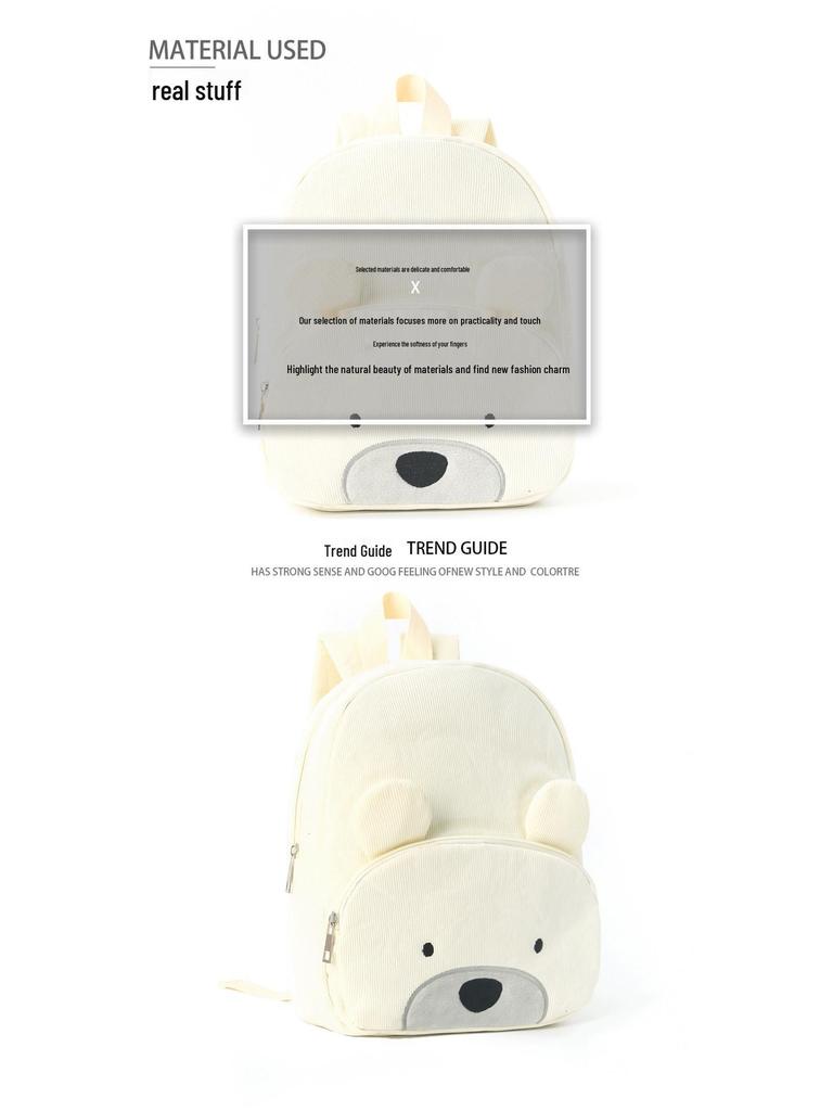 Plecak pluszowy sztruksowy z uroczym misiem o dużej pojemności