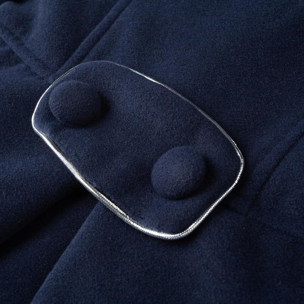 LittleSpring Kids' Girls' Chesterfield Coat, Cold Weather Jacket, Long Slim Fit Thick Cashmere Coat, Melton Trench Coat, Navy Blue, Size 100