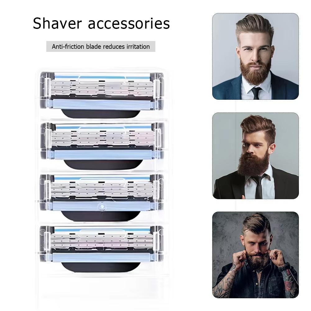 Klassischer manueller Bartrasierer Rasierklingen für Gillette Mach 3 Vintage Rasierer Edelstahl Herren 3-Lagen Rasierklingen