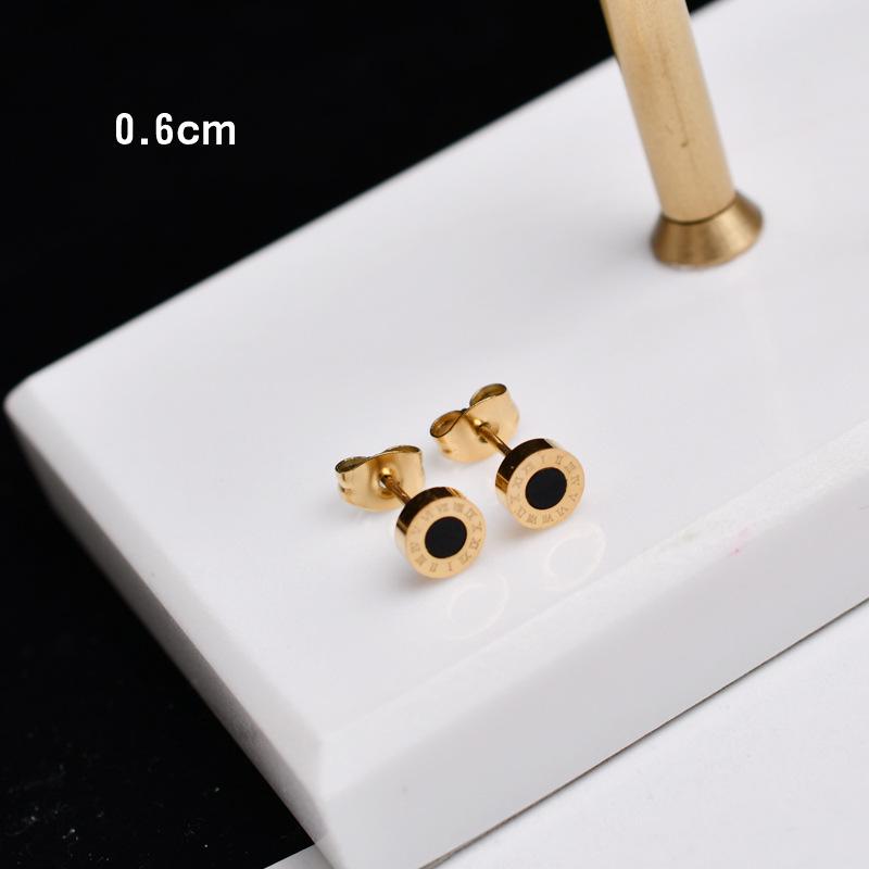 Unisex Roségold & Schwarze Titanstahl Ohrstecker