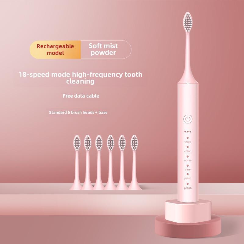 Unisex Rechargeable Ultrasonic Toothbrush with Soft Bristles for Travel and Home Use