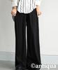 Antiqua Soft Size Size Large Women's Pin-Tuck Wide-Leg Pants, Material, AY-00078, Black, 05,