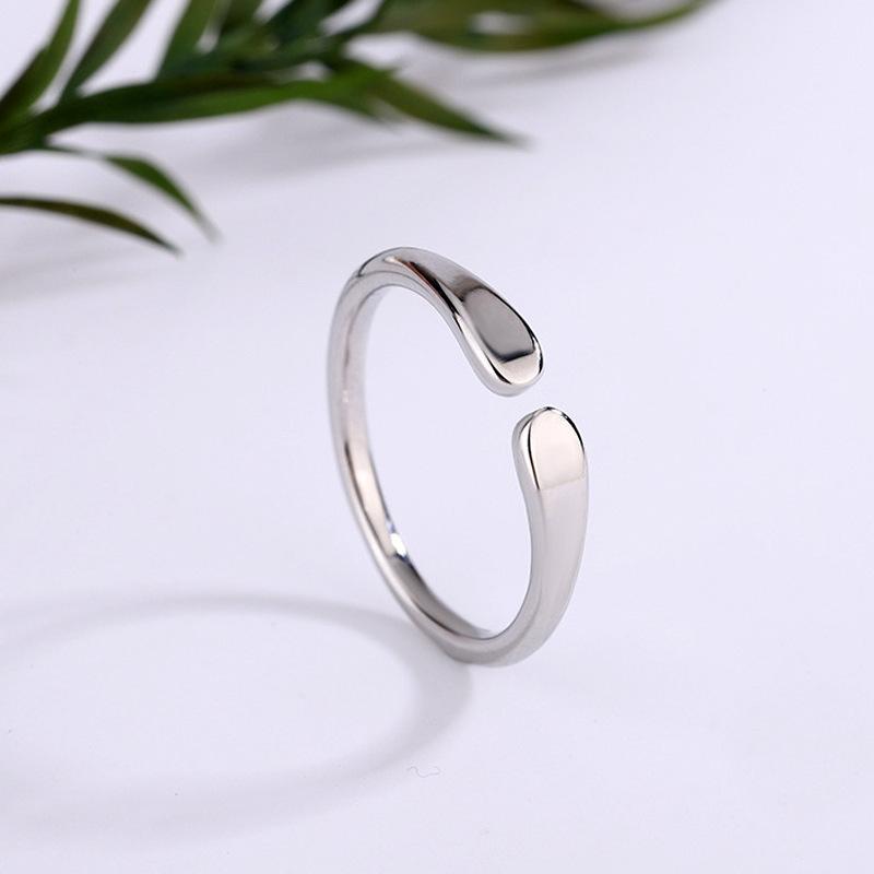 

Minimalist Teardrop Arc Open Ring Unisex Versatile Textured Band Smooth Finish Simple Sleek Everyday Jewelry opening adjustable