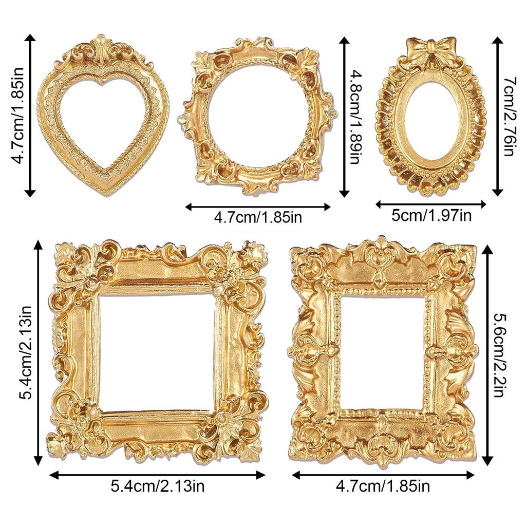 5Pcs Vintage Mini Frame Ornament Mini Albums Mini Picture Frame European Retro Picture Frame Exquisite Relief Shooting Props