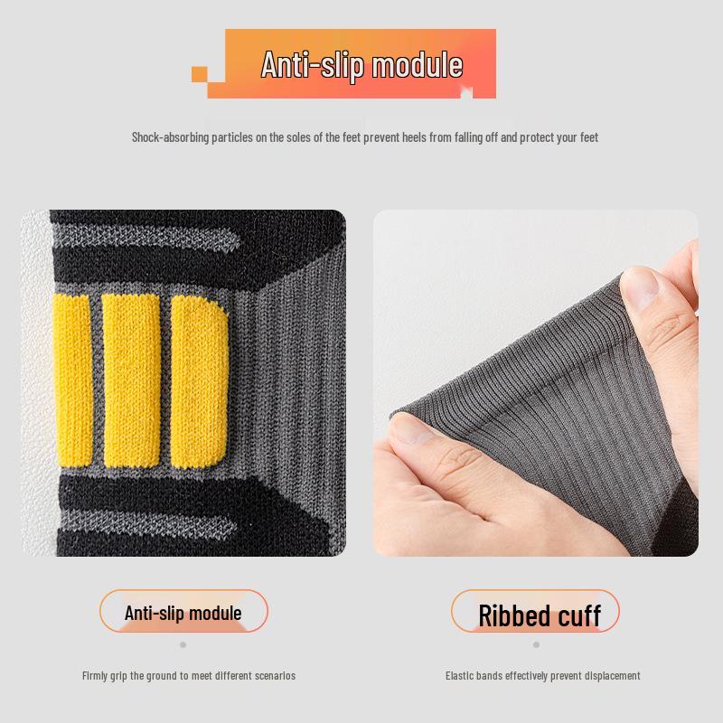 Men's Thickened Terry Non-Slip Sports Socks for Badminton, Running, Basketball, and Marathons