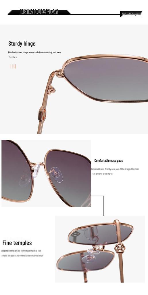 European & American Fashion Polygonal Polarized Sunglasses - UV Protection Metal Frame for Women