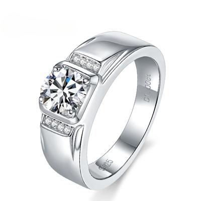 1ct D Farbe Moissanit Herren Ring 925 Sterling Silber mit 18K vergoldet Verlobungsringe für Mann Hochzeit Edlen Schmuck