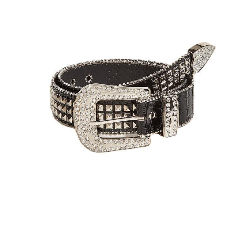 European And American Fashion Water Diamond Buckle Wide Waist Belt For Women With Ins Style Decorative Punk Jeans Belt