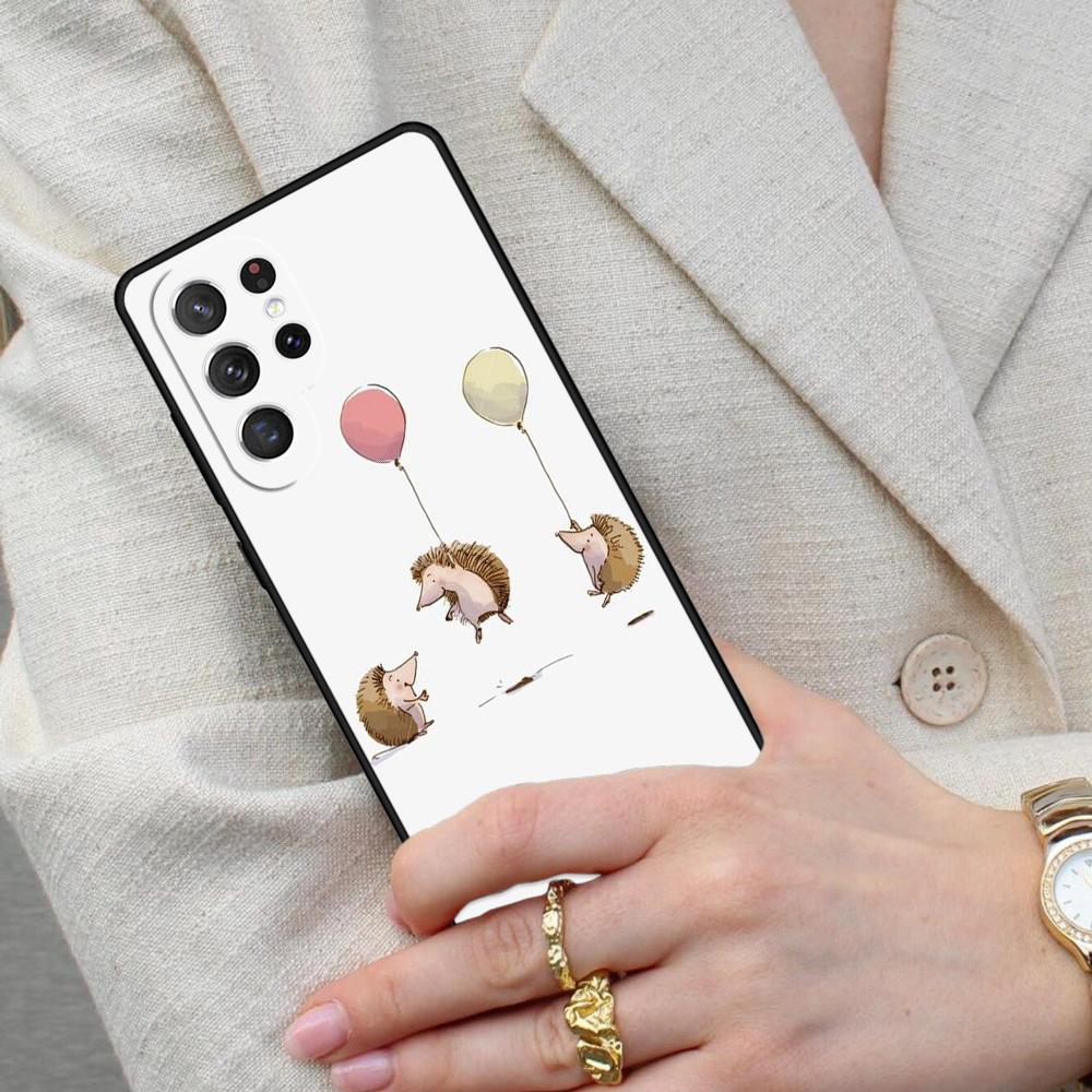 Hedgehog and Balloon Cell Phone Case for Samsung Galaxy S26 Ultra S25 S24 S23 S22 S21 S20 Note10 Cover
