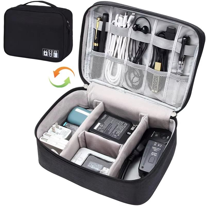 Travel Cable Accessories Bag Waterproof Double Layer Electronics Organizer Portable Storage Case for Cable, Cord, Charger, Phone, Adapter, Power Bank