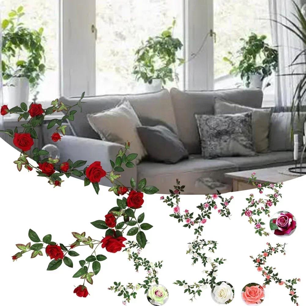 Beautiful Garland Artificial Rose Vine Creative Display Customizable Theme Easy Maintenance Non-watering Plant