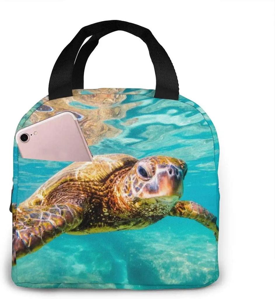 Sea Turtle Portable Tote Lunch Bags Insulated Lunch Box Cooler Lunch Bag for Picnic Boating Beach Fishing Work for Women Men