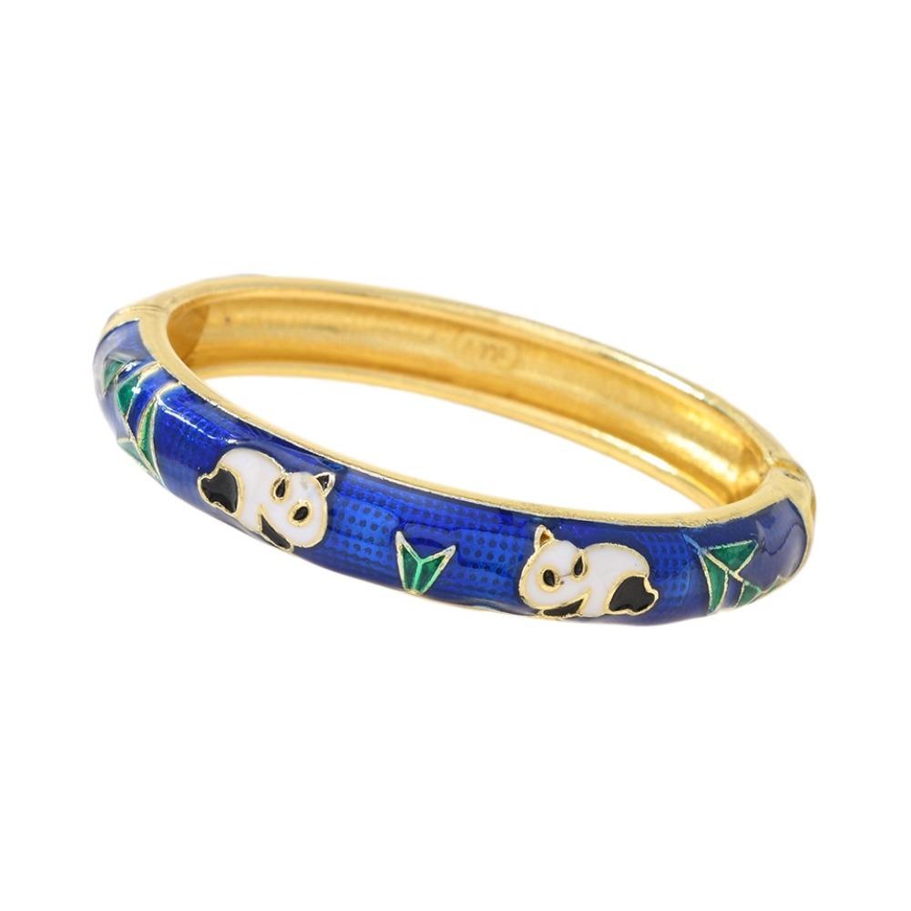

Enamel Vintage Cloisonne Bangle Cartoon Panda Children s Hand Bracelet Jewelry Gifts прозрачный/синий