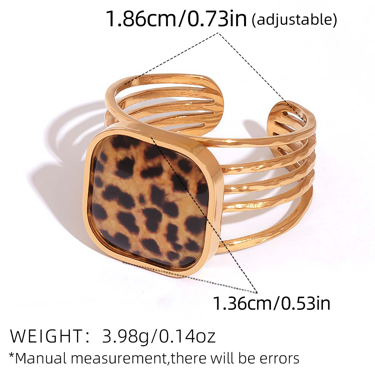 

Minimalist 18K PVD Golden Plated 304 Stainless Steel Rings Chunky Zircon High Quality Charm Stylish Boho Leopard Golden Zircon resizable