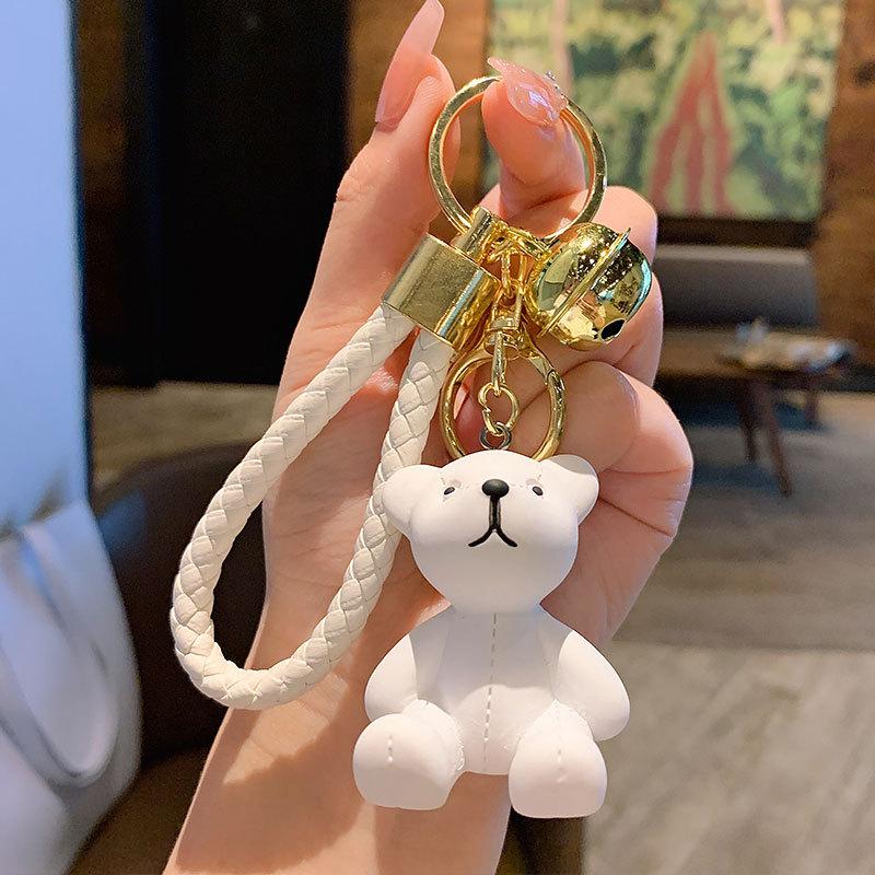 Creative Resin Muppet Bear Keychain Pendant Female Cute Couple Bear Car Key Chain Bag Pendant
