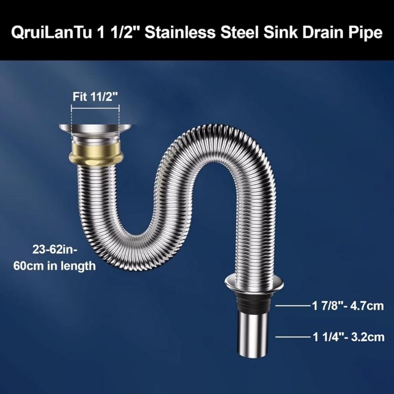 Cap Single Slot Drain Pipe With Silicone Seal Flexible Sink Drain Hose For Odors Prevention And Leakproof