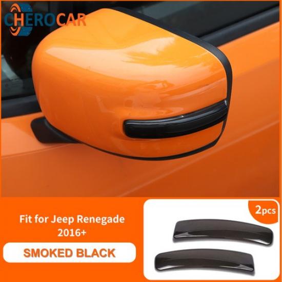 Smoked Black Side Mirror Marker Turn Signal Light Covers For Jeep Renegade 2016+