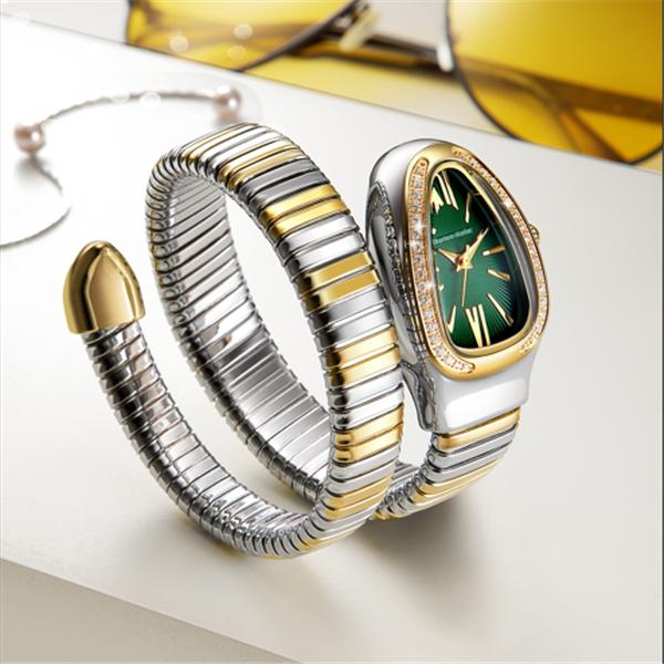 Unique Design Snake Shaped Bracelet Style  Quartz Watch Woman Fashion Ladies Stainless Steel Casual Watch