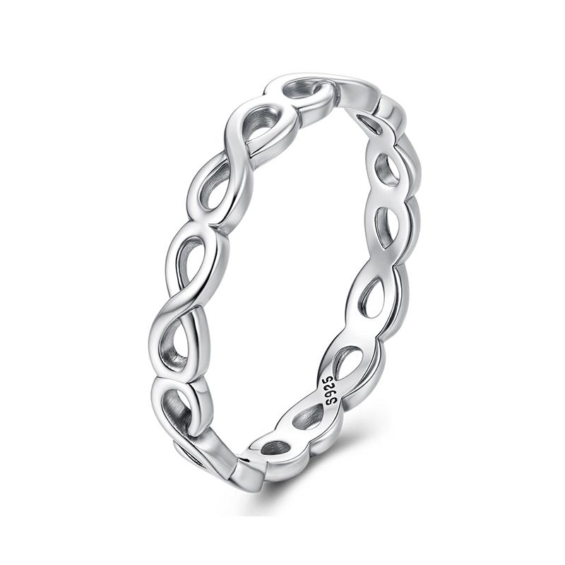 BAMOER 925 Sterling Silver Infinity Symbol Promise Ring, Tarnish Resistant Comfort Fit Wedding Band Ring Forever Love Knot Ring 6