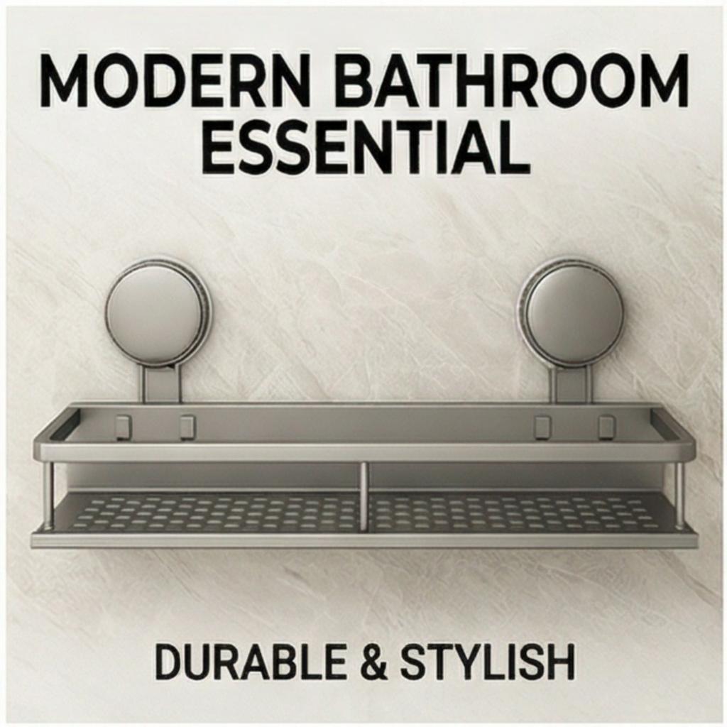 Suction Cup Storage Rack for Bathroom Washstand, Wall-Mounted, No-Drill, Toilet and Washroom Organizer