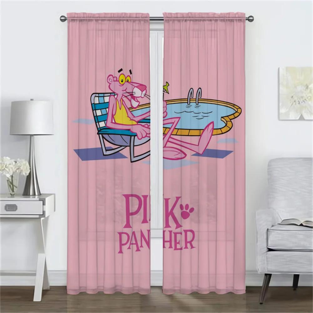 Modern Living Room Curtains Camera Pink Panther Shades Window Curtain Partition Halloween Decoration Home Interior Made Of Polyester Area Decor