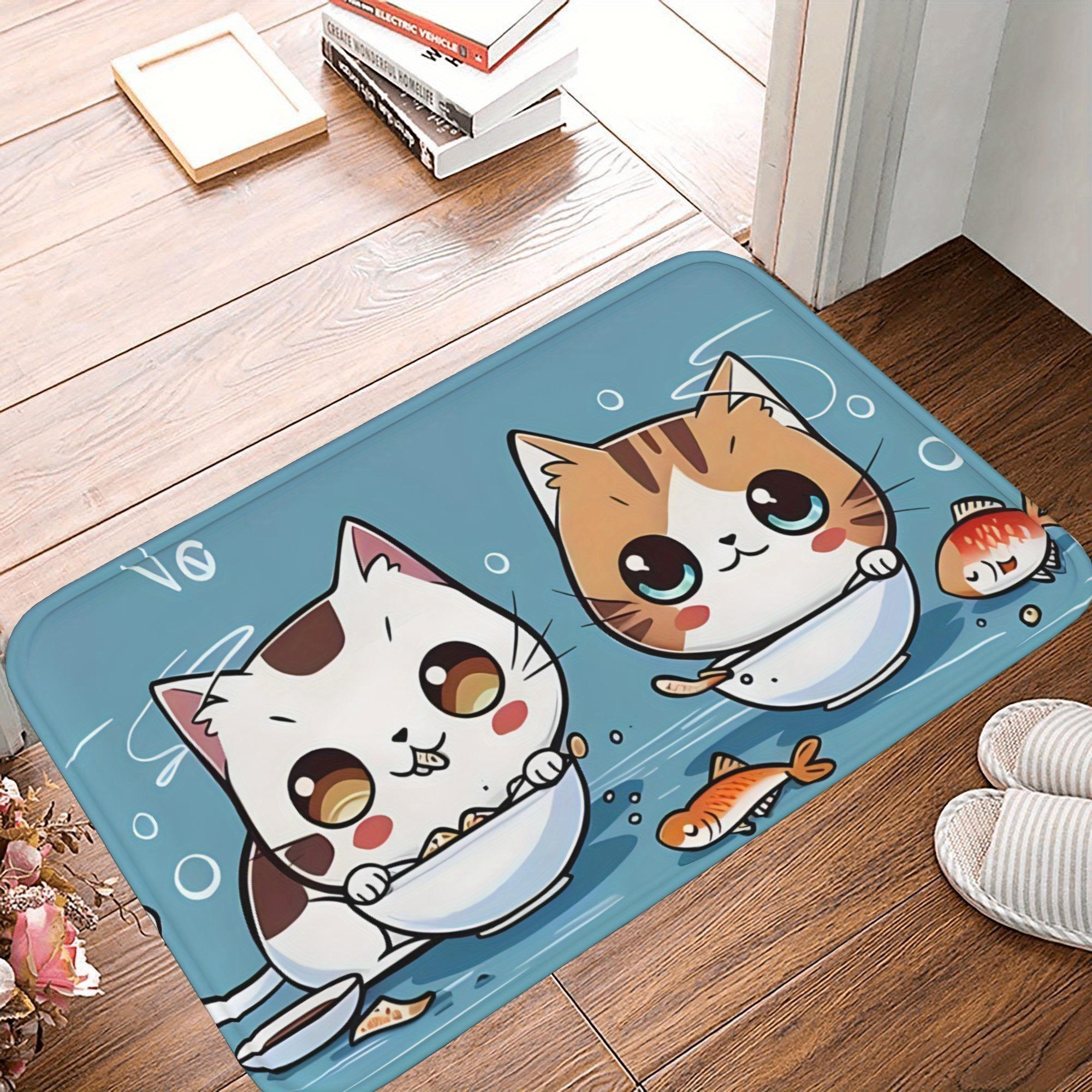 

1PC Whimsical Catfish Kitchen Rug Non-Slip Door Mat Pop design Bathroom Rug Bath Mat Carpet for Home Sink Laundry Decoreeree 40cm x 60cm