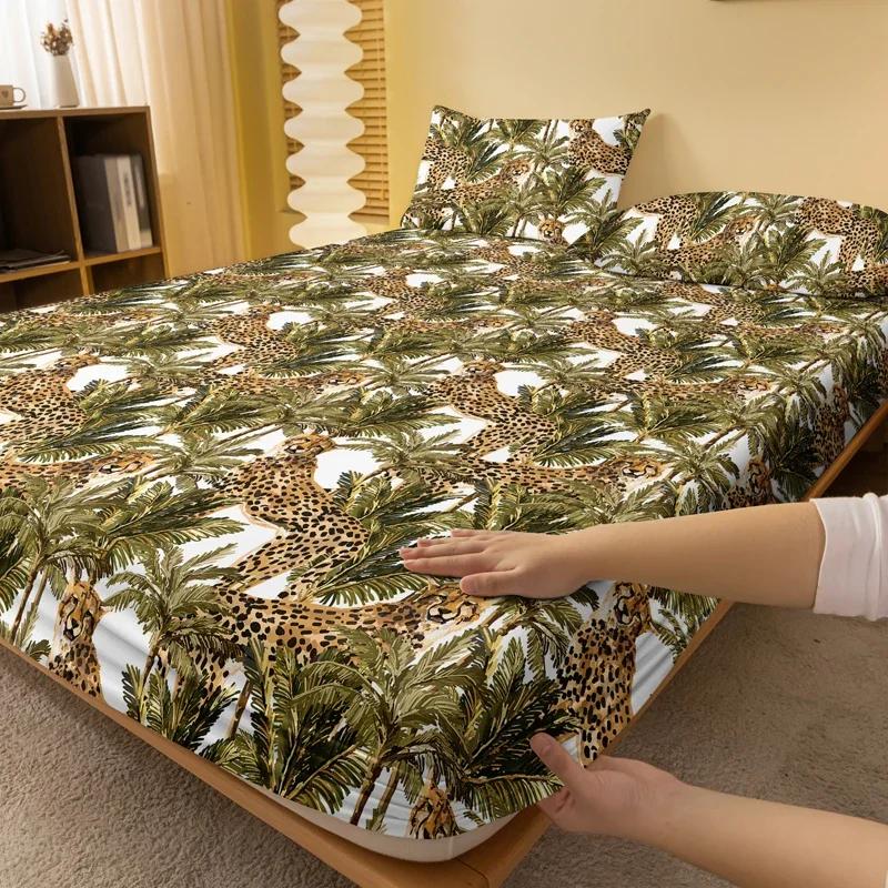 1 Fashion And Simple Modern Plant Animal Printed Matte Bed Sheet, Bedroom Printed Bed Cover, Bedding (Excluding Pillowcases)