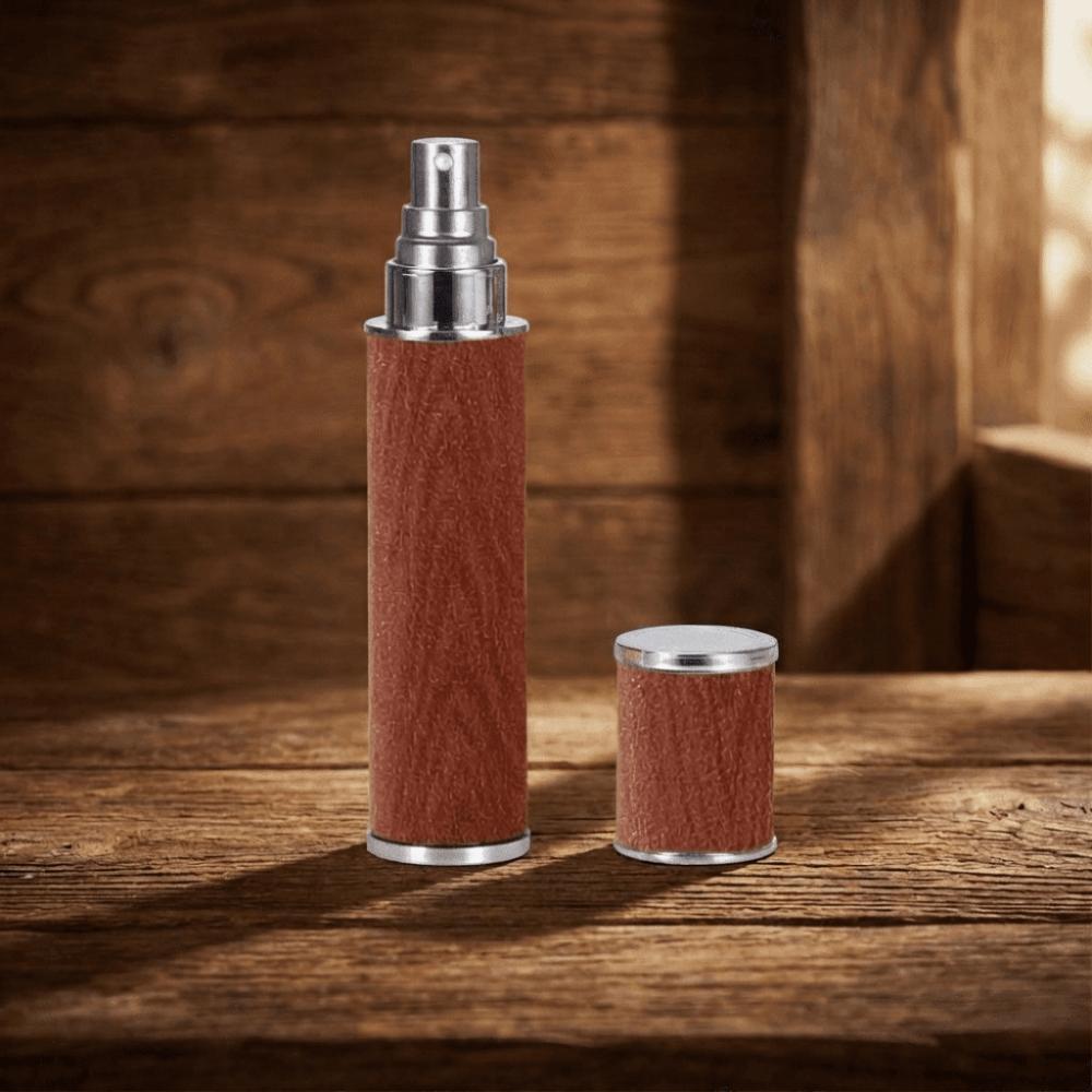 Portable 10ml Perfume Bottle Reusable Empty Atomizer Safety Wood Grain Leather Spray Bottle Makeup