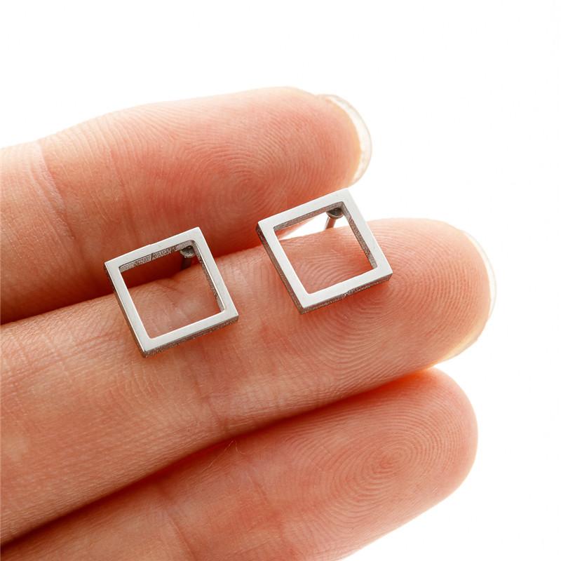 Kleine Edelstahl-Ohrringe Geometrisch Damen Herren Minimalistisch Rund Herz Mond Stern Ohrstecker Dreieck Pendientes Geschenk