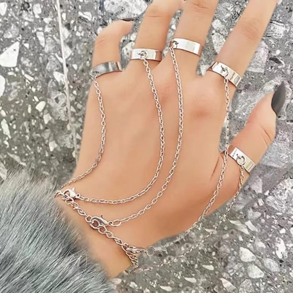 Abnehmbares Punk-Armbandring Gothic-Fingerkette Cooles Design Handgelenkarmbandring Unisex