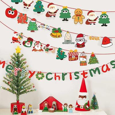 Paper Christmas Banner Pull Flag Design Christmas Theme Garland Christmas Ornaments Wall Hanging Xmas Tree Decor Festive Season