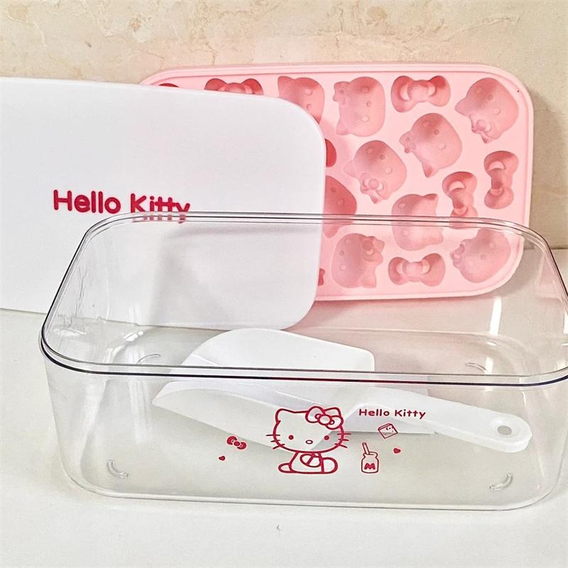 Kitten Kt Press Ice Cube Mold - Cute Cartoon Silicone Ice Tray, Household Ice Making And Storage Box