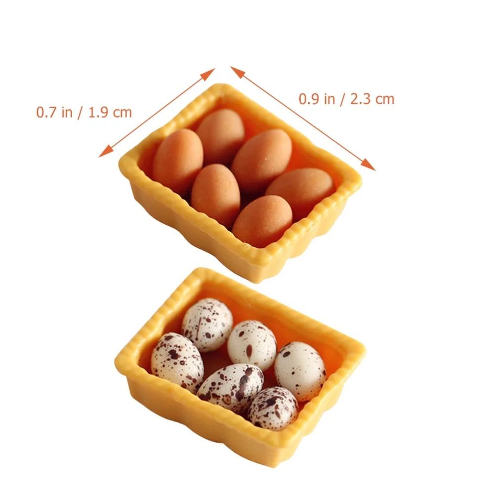 1:12 Ölçekli Dollhouse Yumurta Seti Dollhouse Minyatür Mini Yumurta Modelleri Tepsi ile Ev Mutfak Minyatür Yemek Oyuncak Paskalya Hediyesi
