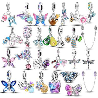 Leuchtende Leuchtkäfer Original Kupfer Schmetterling Anhänger Charms Perlen Passend für Armband Charm Herstellung Schmuck Feines Geschenk Zubehör
