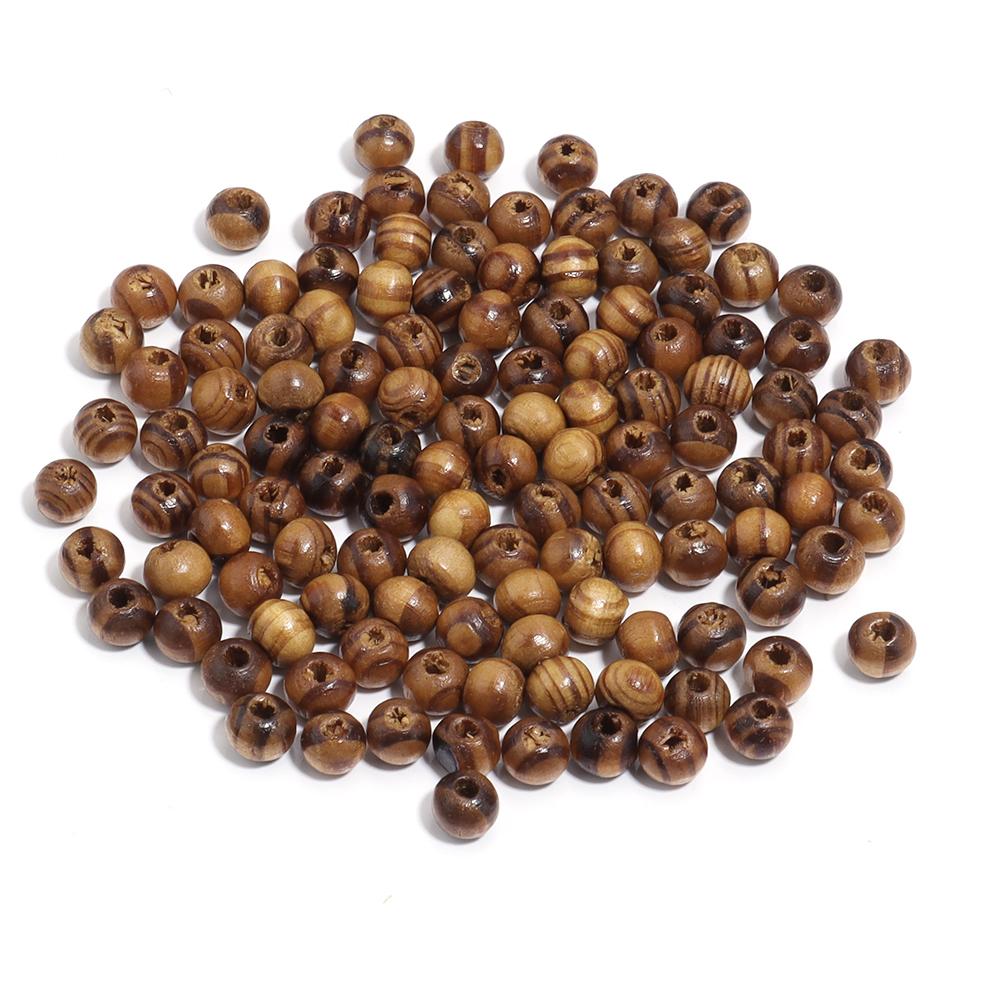 20-300pcs/Lot Natural Pine Wood Beads Round Stripe Spacer Ball Bead for DIY Bracelet Necklace Jewelry Making Accessories