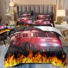 Bedding Three-Piece Set 3D Digital Printing Cartoon Fire Truck Children'S Polished Duvet Cover