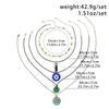5 Stück Ethnischer Friedensschnallen Blauer Türkischer Glücksaugen Anhänger Choker Halskette für Frauen Vintage Stein Leder Wachsfaden Kette Schmuck