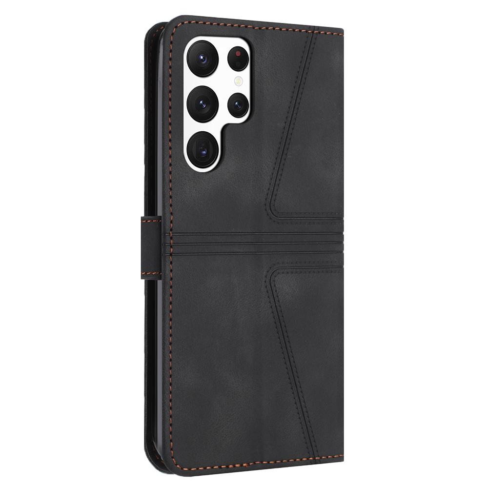 For Samsung Galaxy S26 Ultra Case Triangle Imprinted Anti-Scratch PU Leather Phone Wallet Cover