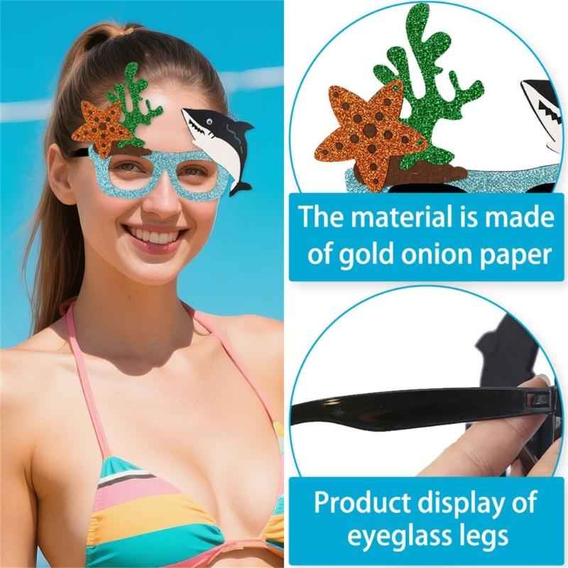 Shark Eyeglasses Ocean Sea Animal Glasses Photo Booth Props Under The Sea Party Supplies for Kids Adults