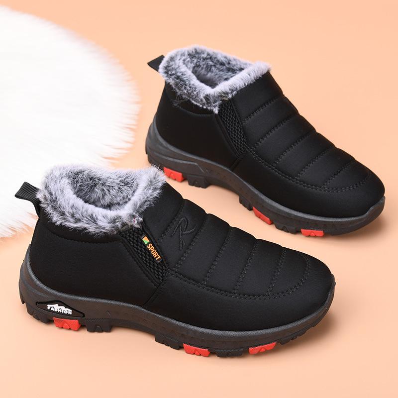 Warme Winter-Schneestiefel für Damen, wasserabweisend, kurze Stiefeletten, mit Kunstfell gefütterte Halbschuhe, bequeme, rutschfeste Damen-Sneaker zum Spazierengehen im Freien