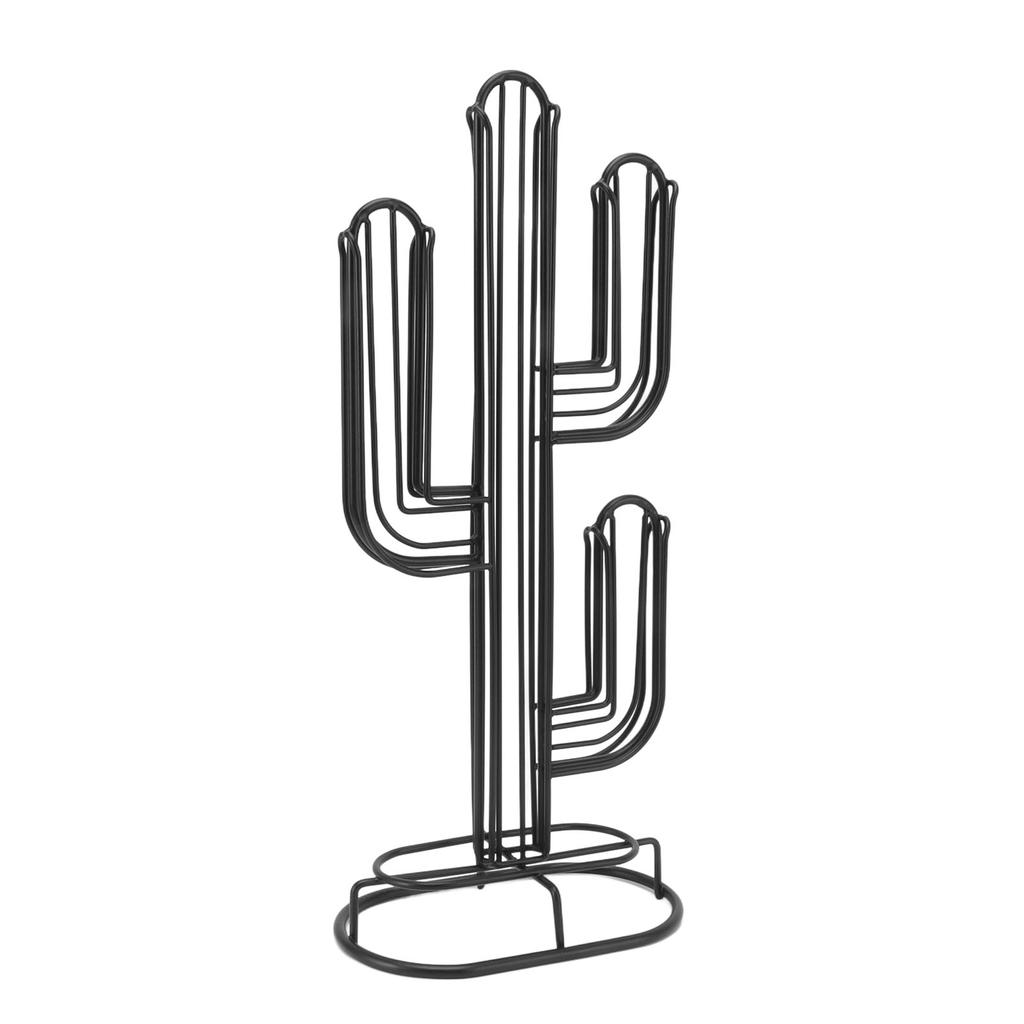 Suport pentru capsule de cafea în formă de cactus, pentru acasă, din fier negru, organizator suport pentru depozitarea capsulelor de cafea, capacitate 48