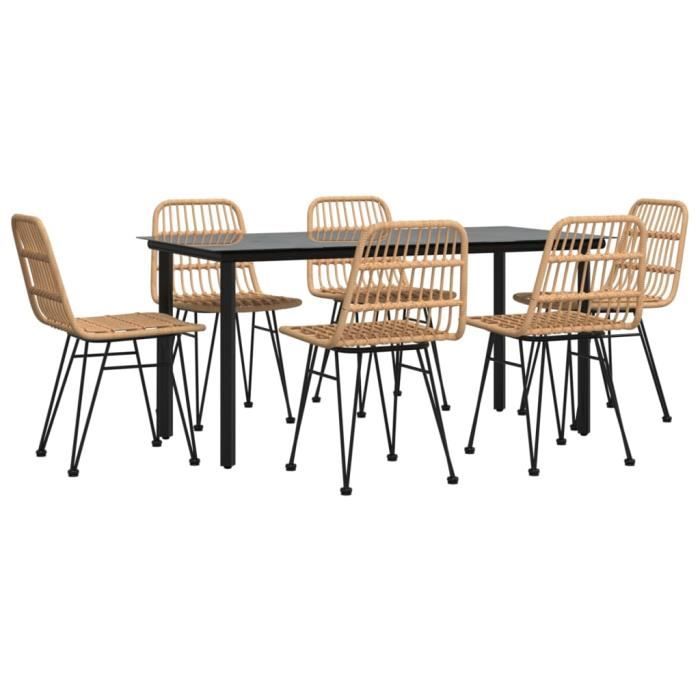 3157891 vidaXL Ensemble à dîner de jardin 7 pcs Résine tressée