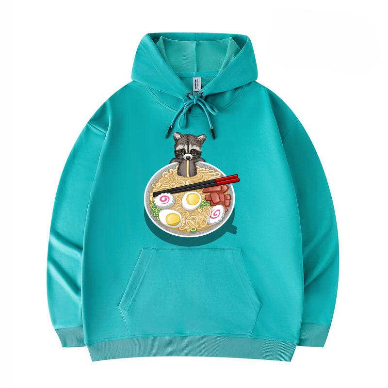 

Мужские толстовки с принтом енота рамэна, забавные толстовки в стиле Харадзюку из саржи с имитацией хлопка