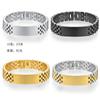Stainless Steel Engraved Bracelet Men Adjustable 12mm Solid Geometric Curb Link Chain Jewelry