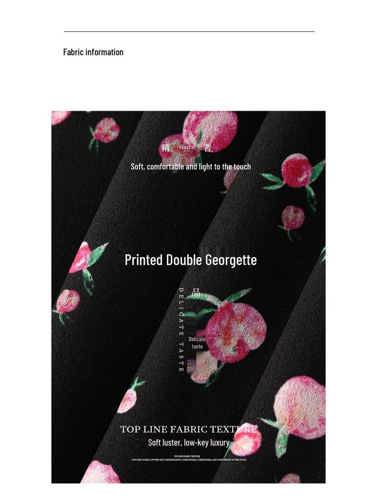 Elegantes französisches Chiffon-Druckkleid zur Taillenverschlankung für Damen